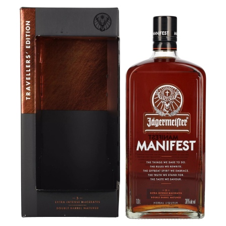 🌾Jägermeister MANIFEST TRAVELLERS' EDITION Kräuterlikör 38% Vol. 1l in Geschenkbox | Spirits Village