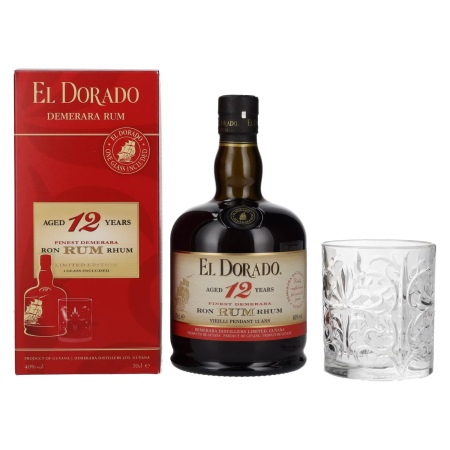 🌾El Dorado 12 Years Old Finest Demerara Rum 40% Vol. 0,7l in Geschenkbox mit Tumbler | Spirits Village