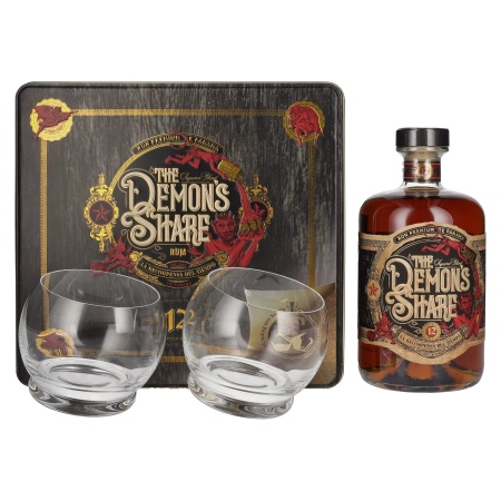 🌾The Demon's Share Superior Blend Rum 12 Years Old 41% Vol. 0,7l in Tinbox mit 2 Gläser | Spirits Village