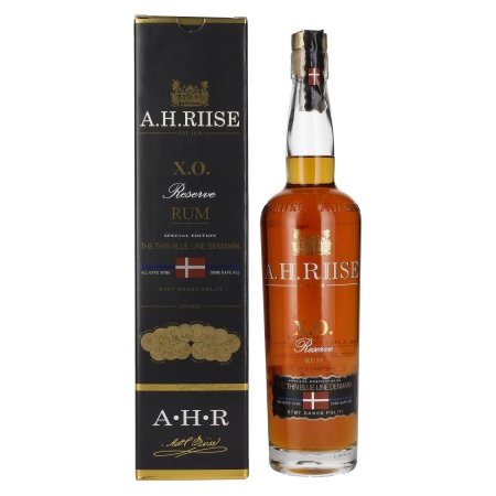 🌾A.H. Riise X.O. Reserve Rum THE THIN BLUE LINE DENMARK 40% Vol. 0,7l in Geschenkbox | Spirits Village