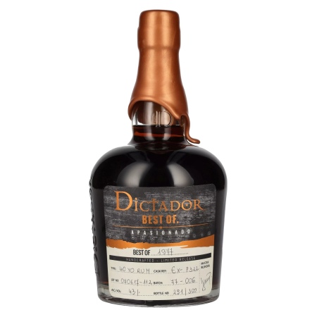 🌾Dictador BEST OF 1977 APASIONADO Colombian Rum 40YO/070617/EX-P322 43% Vol. 0,7l | Spirits Village