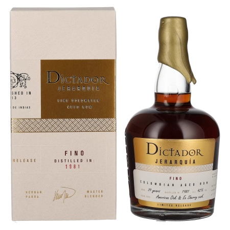 🌾Dictador JERARQUÍA 39 Years Old FINO Rum 1981 42% Vol. 0,7l in Geschenkbox | Spirits Village