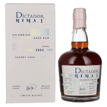 🌾Dictador RIMA 1 16 Years Old SHERRY Cask Vintage 2006 44% Vol. 0,7l in Geschenkbox | Spirits Village