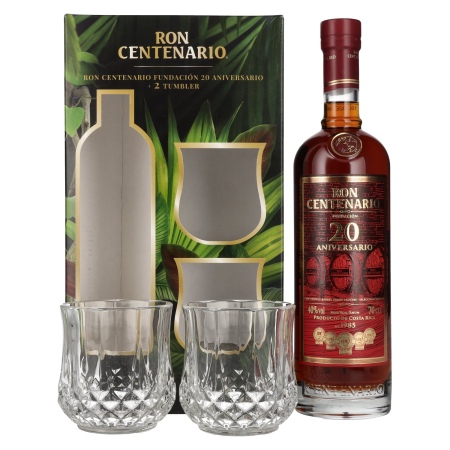 🌾Ron Centenario FUNDACIÓN 20 Sistema Solera Rum 40% Vol. 0,7l in Geschenkbox mit 2 Tumbler | Spirits Village