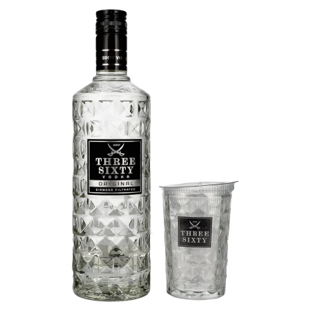 🌾Three Sixty Vodka 37,5% Vol. 0,7l mit Glas | Spirits Village