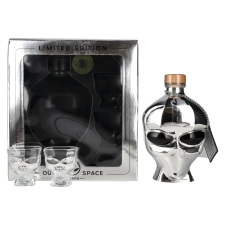 Outerspace Vodka Chrome Limited Edition 40% Vol. 0,7l in Geschenkbox und 2 Shotgläser