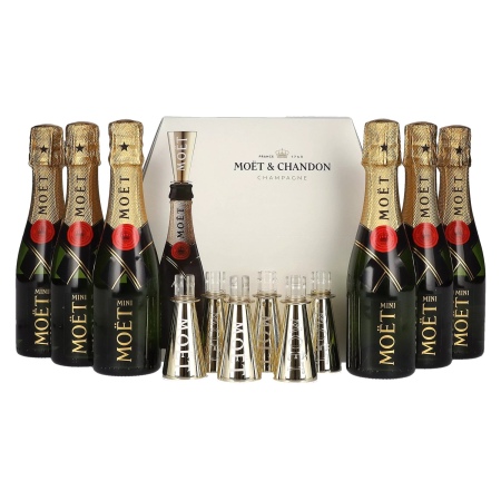 🌾Moët & Chandon Champagne AT HOME PACK 12% Vol. 6x0,2l in Geschenkbox mit Bottle Sippers | Spirits Village