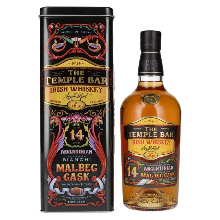 🌾The Temple Bar 14 Years Old Single Malt Irish Whiskey Malbec Cask 43% Vol. 0,7l in Geschenkbox | Spirits Village