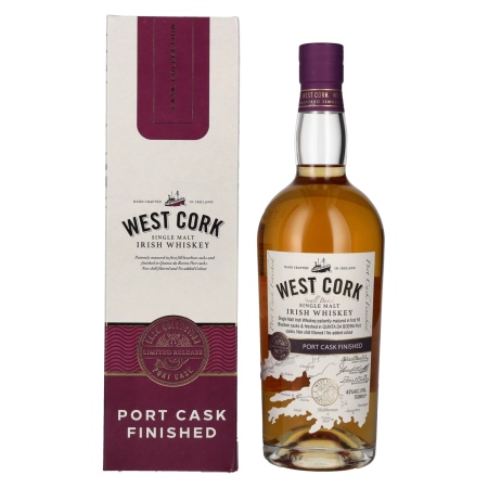 🌾West Cork Single Malt Irish Whiskey PORT CASK FINISHED 43% Vol. 0,7l in Geschenkbox | Spirits Village