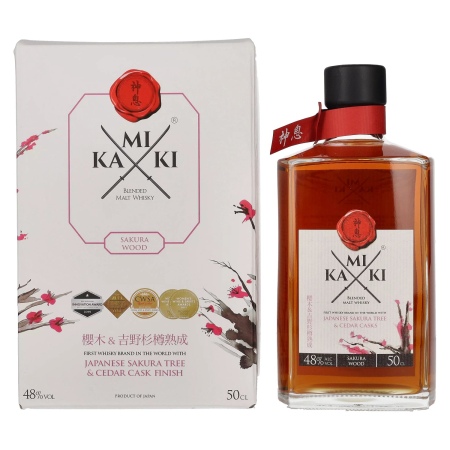 🌾KAMIKI Blended Malt Whisky SAKURA & CEDAR Cask Finish 48% Vol. 0,5l in Geschenkbox | Spirits Village