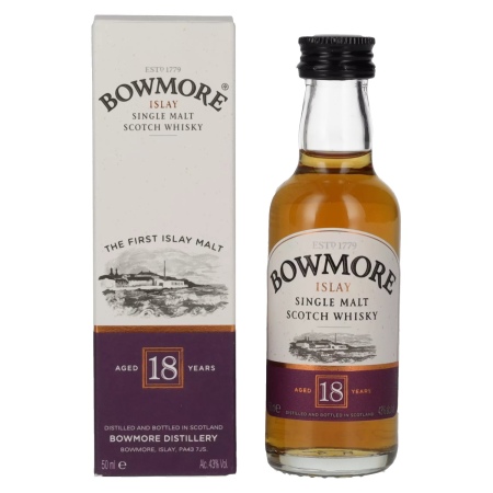 🌾Bowmore 18 Years Old Islay Single Malt 43% Vol. 0,05l in Geschenkbox | Spirits Village