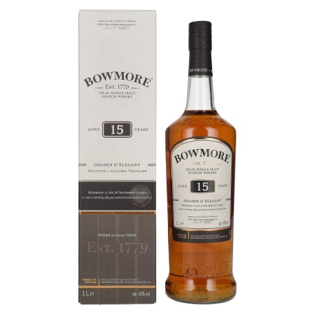 🌾Bowmore 15 Years Old GOLDEN & ELEGANT Travel Exclusive 43% Vol. 1l in Geschenkbox | Spirits Village