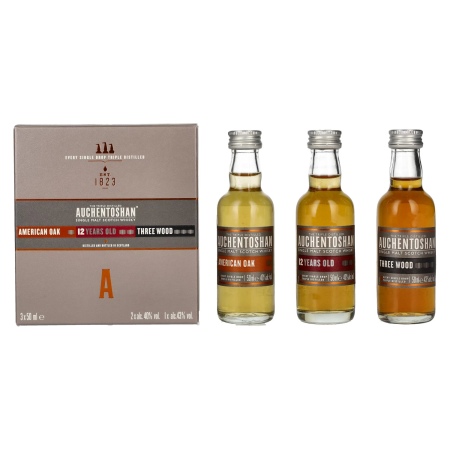 🌾Auchentoshan Gift Collection (American Oak, 12YO, Three Wood) 41% Vol. 3x0,05l in Geschenkbox | Spirits Village