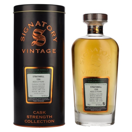 Signatory Vintage STRATHMILL 23 Years Old Cask Strength 1996 57,4% Vol. 0,7l in Tinbox