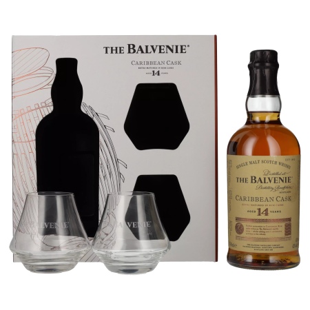 🌾The Balvenie 14 Years Old Caribbean Cask Finish 43% Vol. 0,7l in Geschenkbox mit 2 Gläsern | Spirits Village