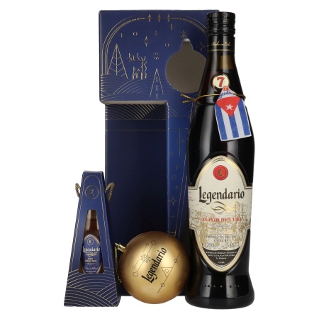 🌾Legendario Elixir de Cuba Felices Fiestas 34,3% Vol. 0,7l in Geschenkbox mit 1 Miniatur 0,05l und Weihnachtskugel | Spirits Village