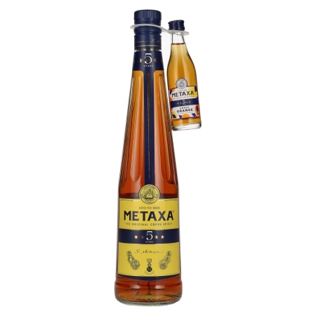 🌾Metaxa 5 Stars 38% Vol. 0,7l mit 1 Metaxa 5 Stars Greek Orange 0,05l | Spirits Village