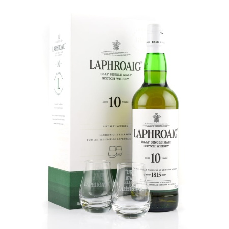 🌾Laphroaig 10 Year Old med två glas | Spirits Village