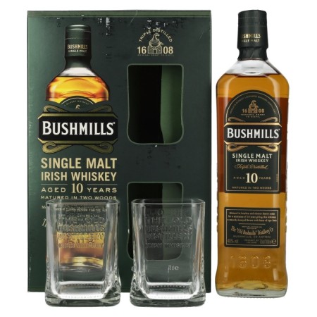 🌾Bushmills 10 Years Old Single Malt Irish Whiskey 40% Vol. 0,7l in Geschenkbox mit 2 Gläsern | Spirits Village